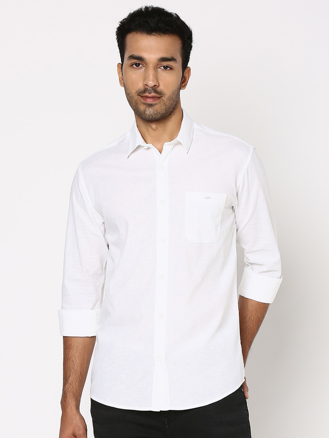 

Mufti Spread Collar Slim Fit Opaque Casual Shirt, White