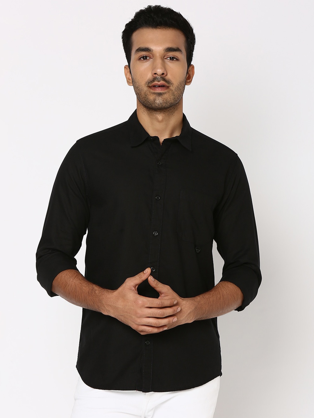 

Mufti Slim Fit Opaque Casual Shirt, Black