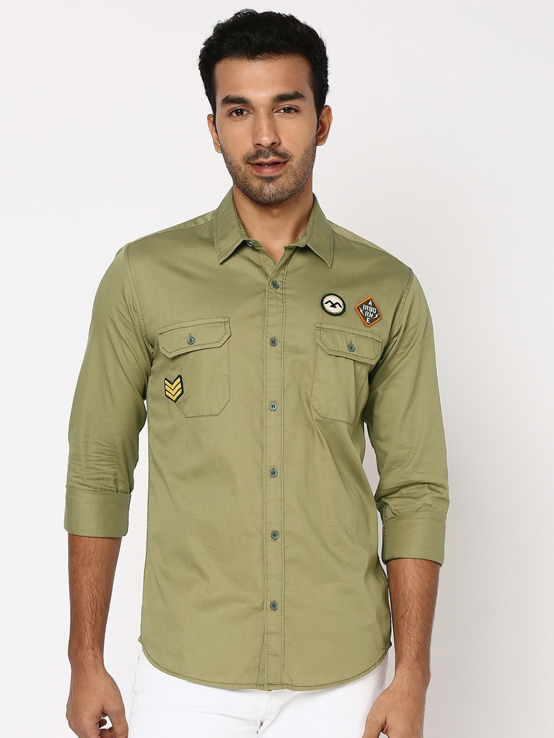 

Mufti Slim Fit Opaque Pure Cotton Casual Shirt, Khaki