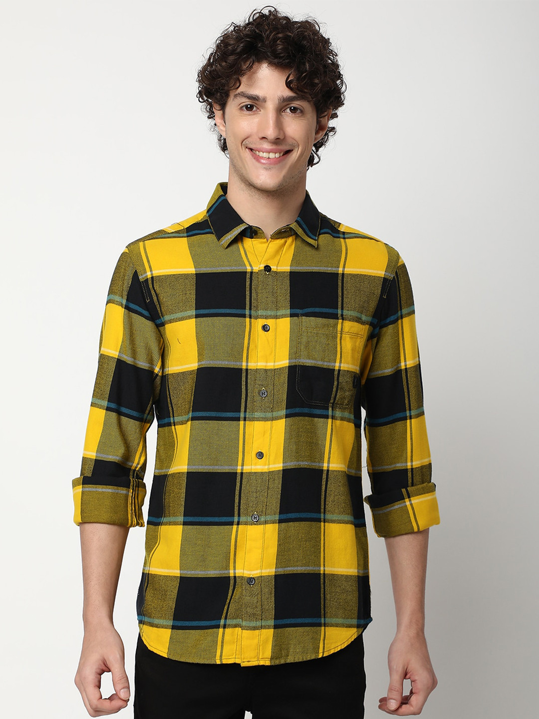 

Mufti Checked Pure Cotton Shirt, Yellow