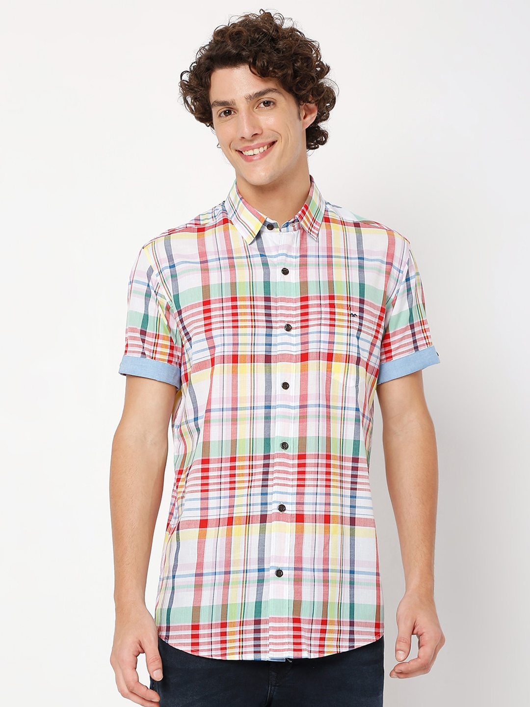 

Mufti Slim Fit Checked Pure Cotton Casual Shirt, White