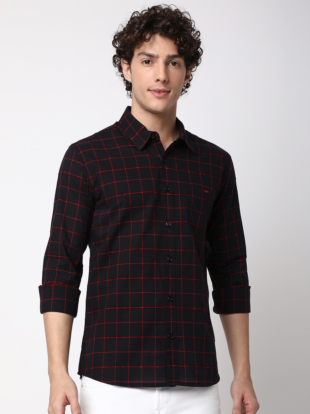 

Mufti Slim Fit Tartan Checked Casual Shirt, Black