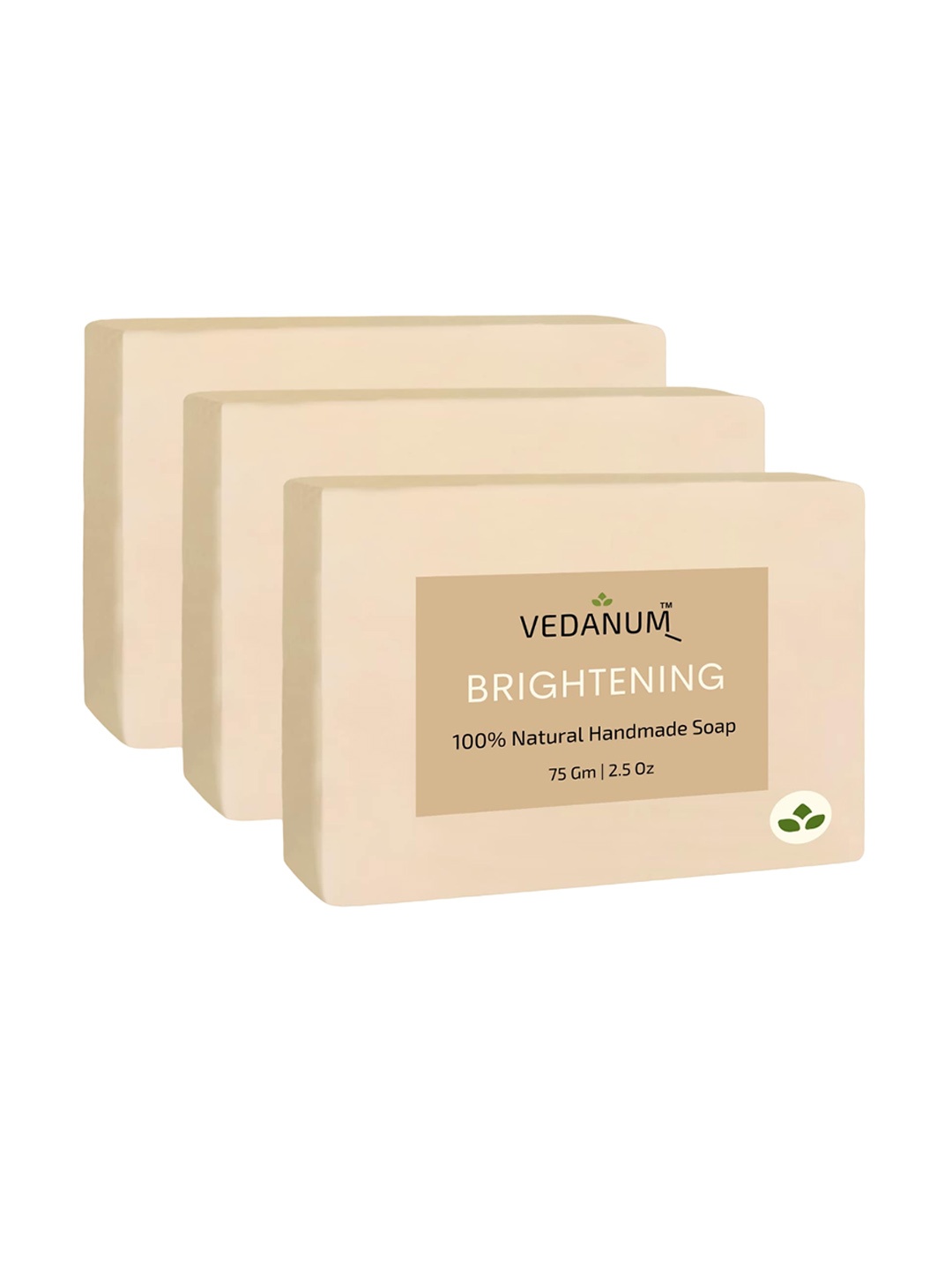 

VEDANUM Set of 3 Skin Brightening Natural Handmade Soap - 75 g Each, Beige