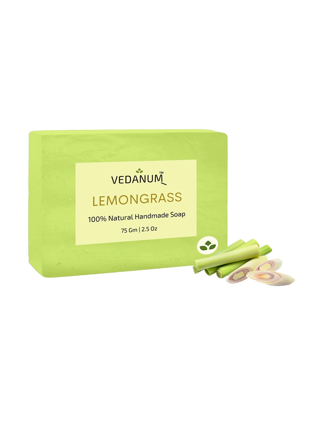 

VEDANUM Set Of 3 Lemongrass Natural Handmade Soap for Acne and Scars 75gm Each, Green