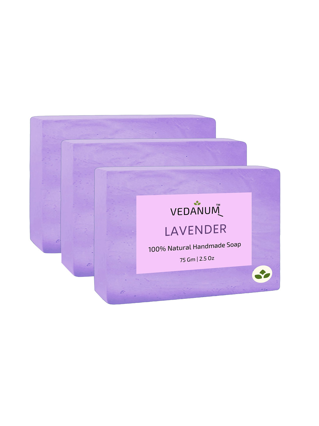 

VEDANUM Set of 3 Lavender Natural Handmade Soap for Skin Relaxation - 75 g Each, Purple