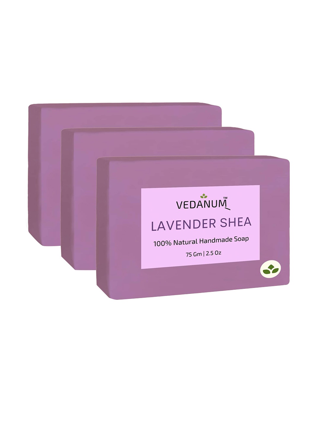 

VEDANUM Set of 3 Lavender Shea Natural Handmade Soap - 75 g Each, Purple