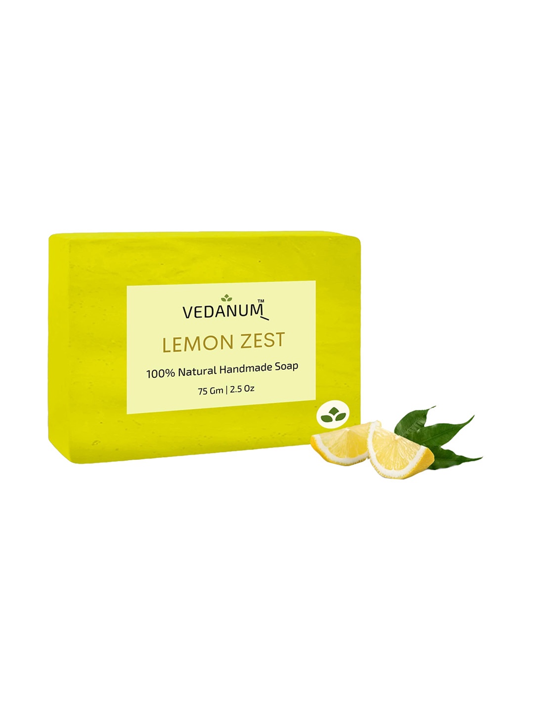 

VEDANUM Set Of 3 Skin Purification Lemon Natural Handmade Soap 75gm Each, Green