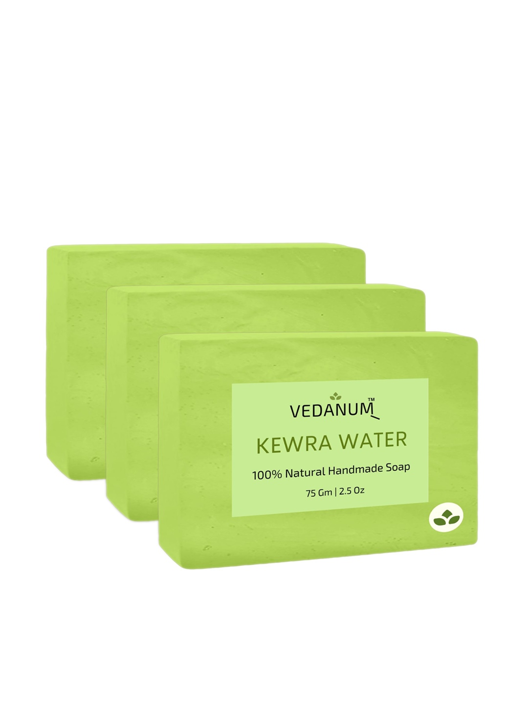 

VEDANUM Set of 3 Kewra Water Naural Handmade Soap with Vitamin E - 75 g each, Green