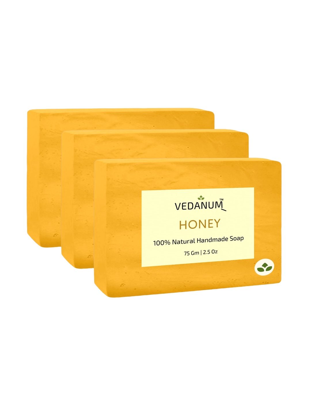 

VEDANUM Set of 3 Honey Natural Handmade Soap for Nourishing Skin - 75 g each, Yellow