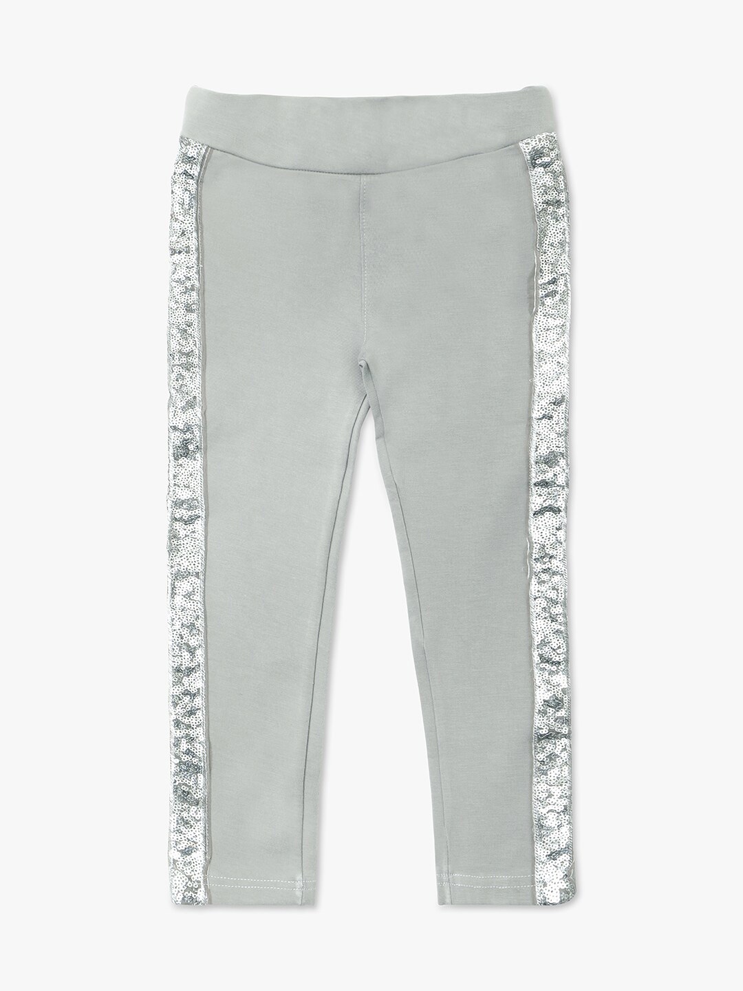 

YK Girls Side Sequence Jeggings, Silver