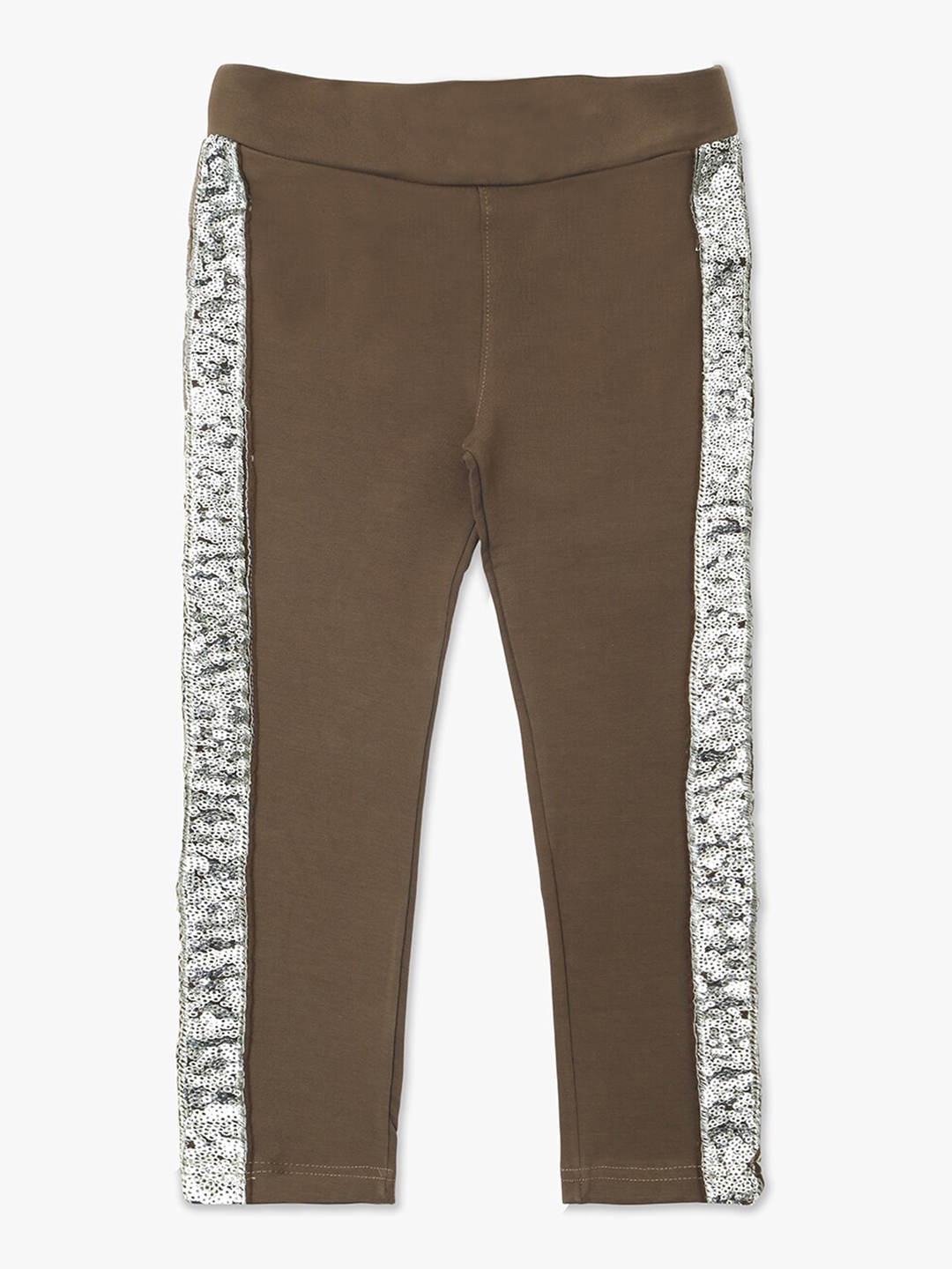 

YK Girls Side Sequence Jeggings, Brown