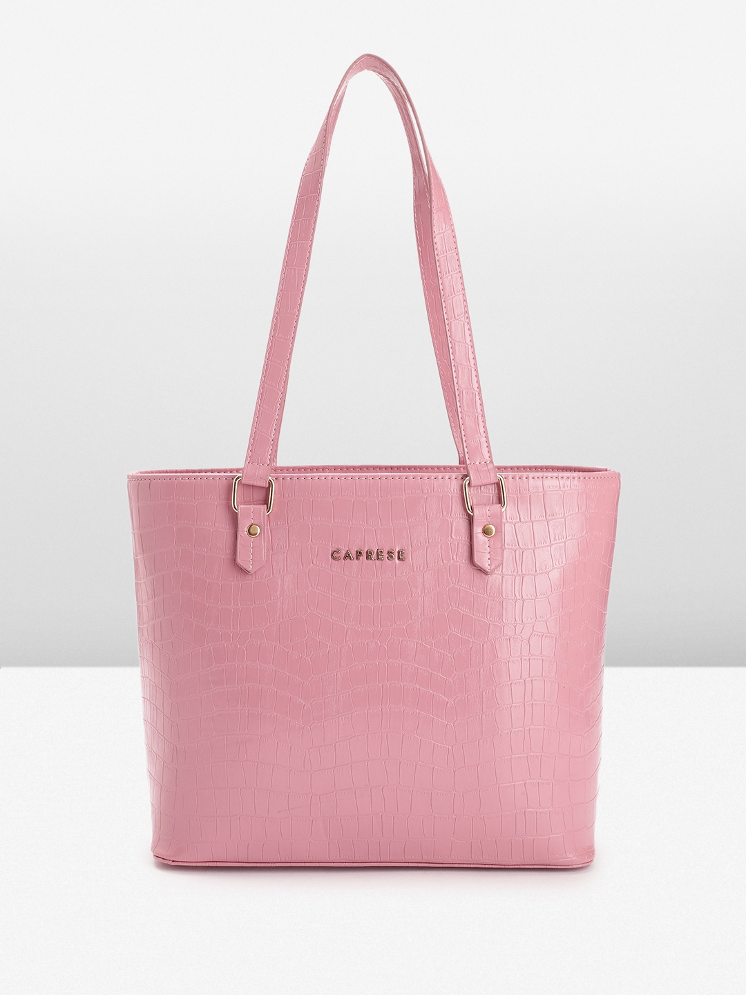 

Caprese Crocodile Textured Structured Shoulder Bag, Pink
