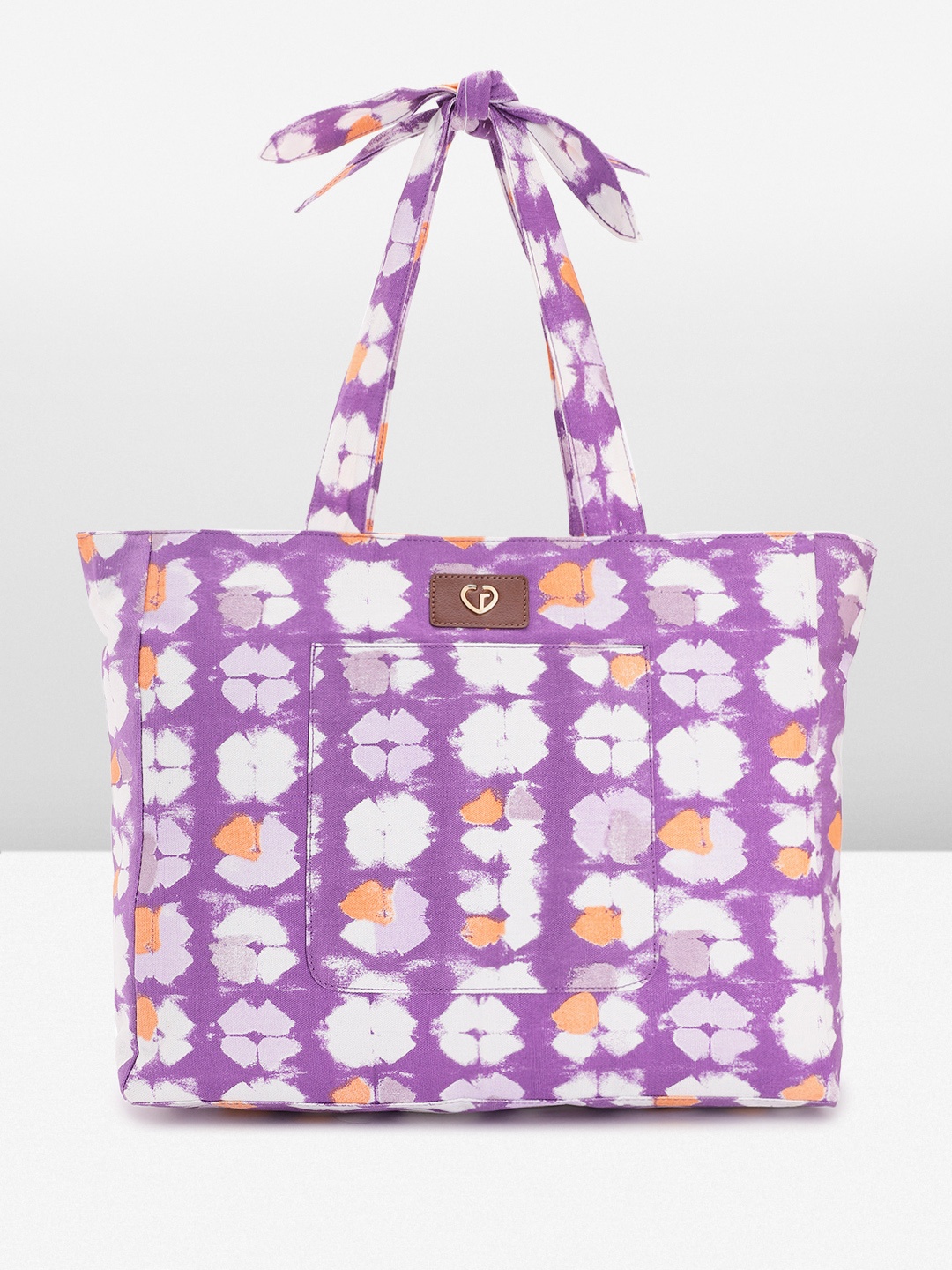 

Caprese Floral Printed Oversized Structured Shoulder Bag, Purple