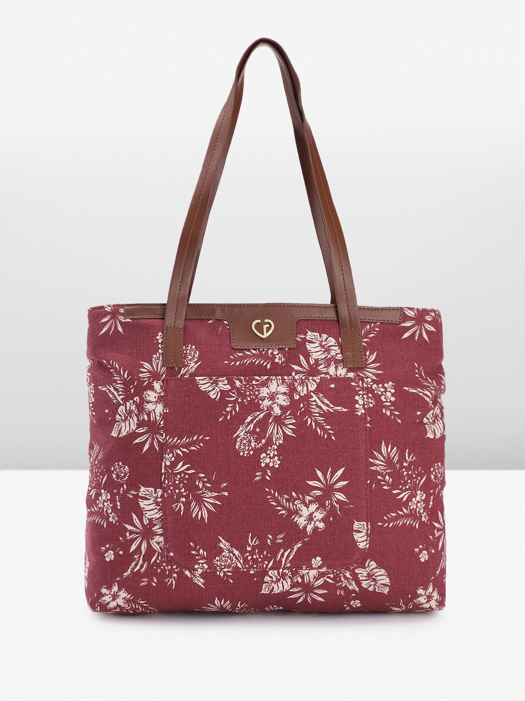 

Caprese Floral Printed Structured Shoulder Bag, Burgundy