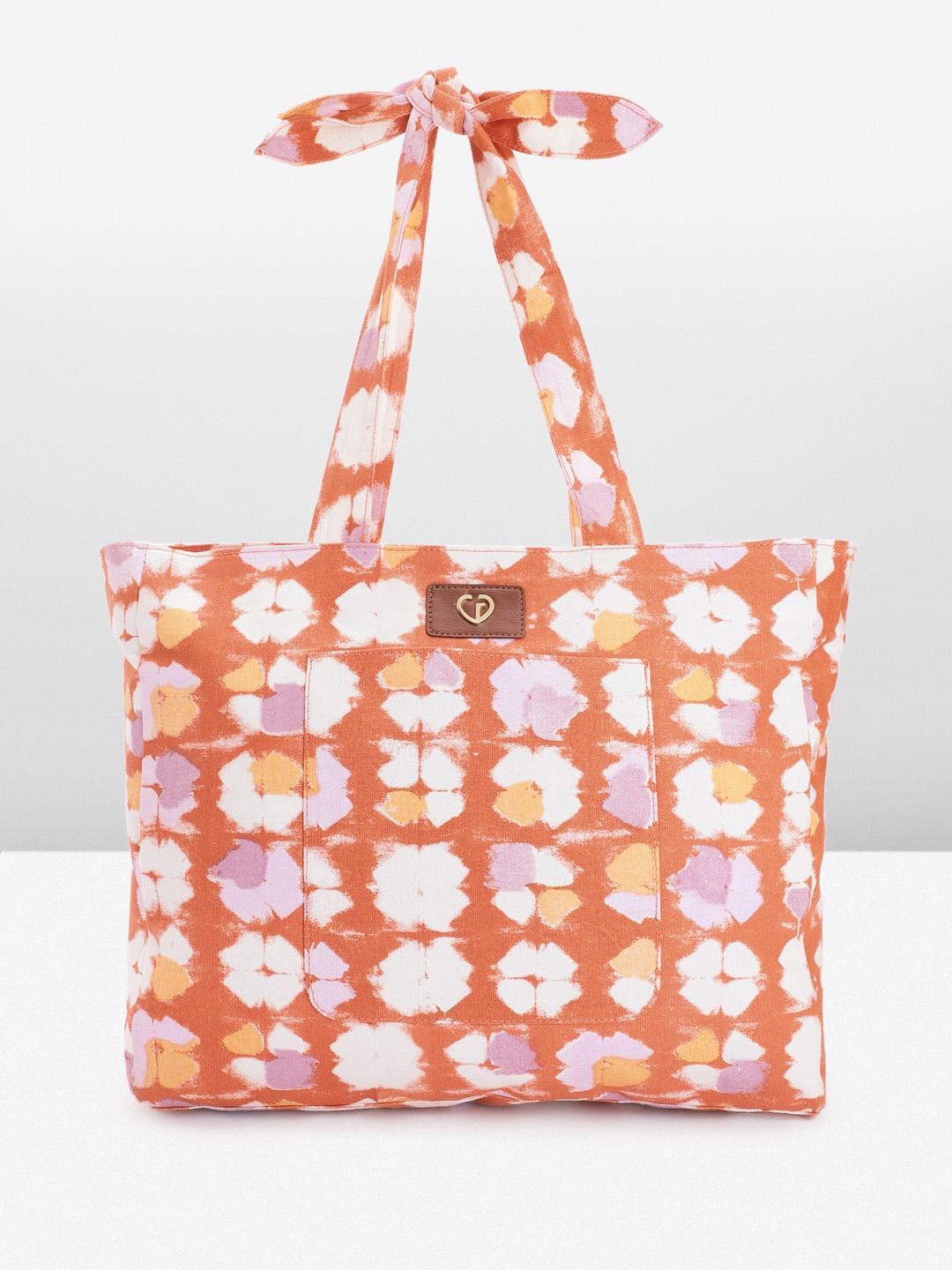 

Caprese Floral Printed Oversized Structured Shoulder Bag, Rust
