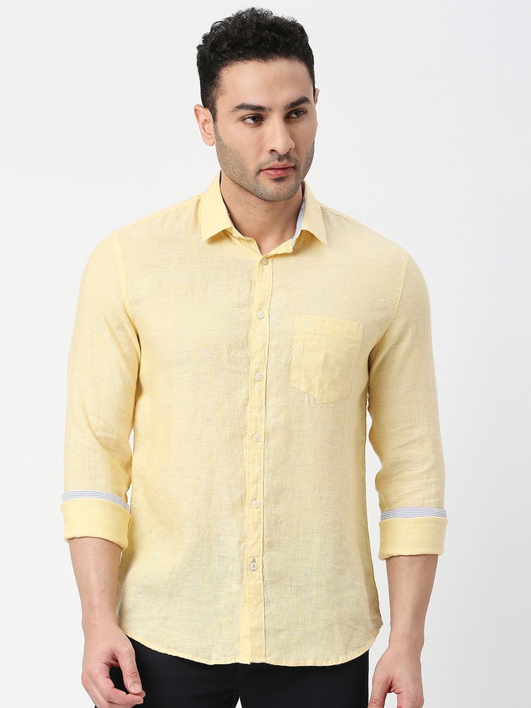 

DRAGON HILL Slim Fit Opaque Casual Shirt, Yellow