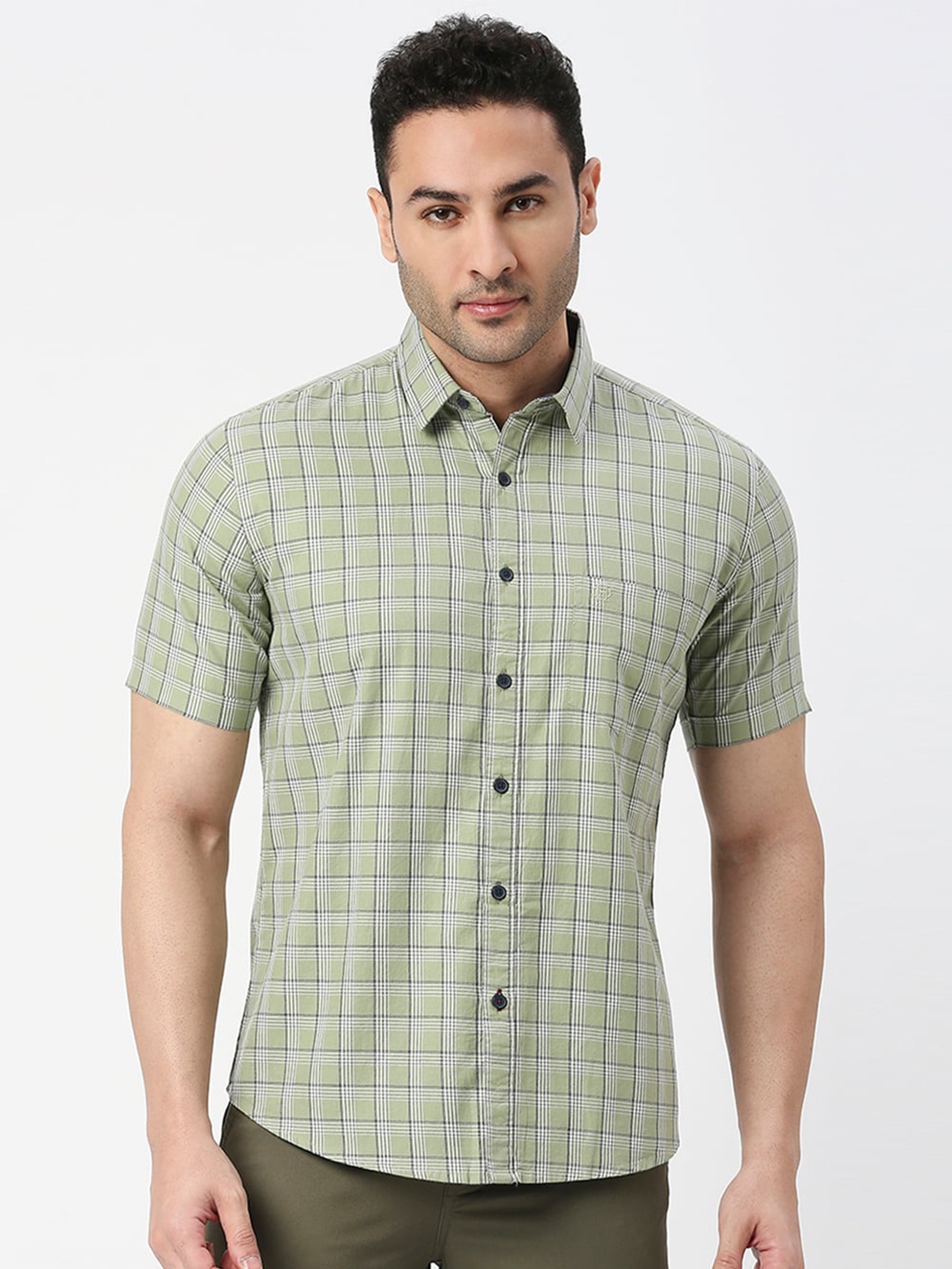 

DRAGON HILL Slim Fit Tartan Checked Casual Shirt, Green