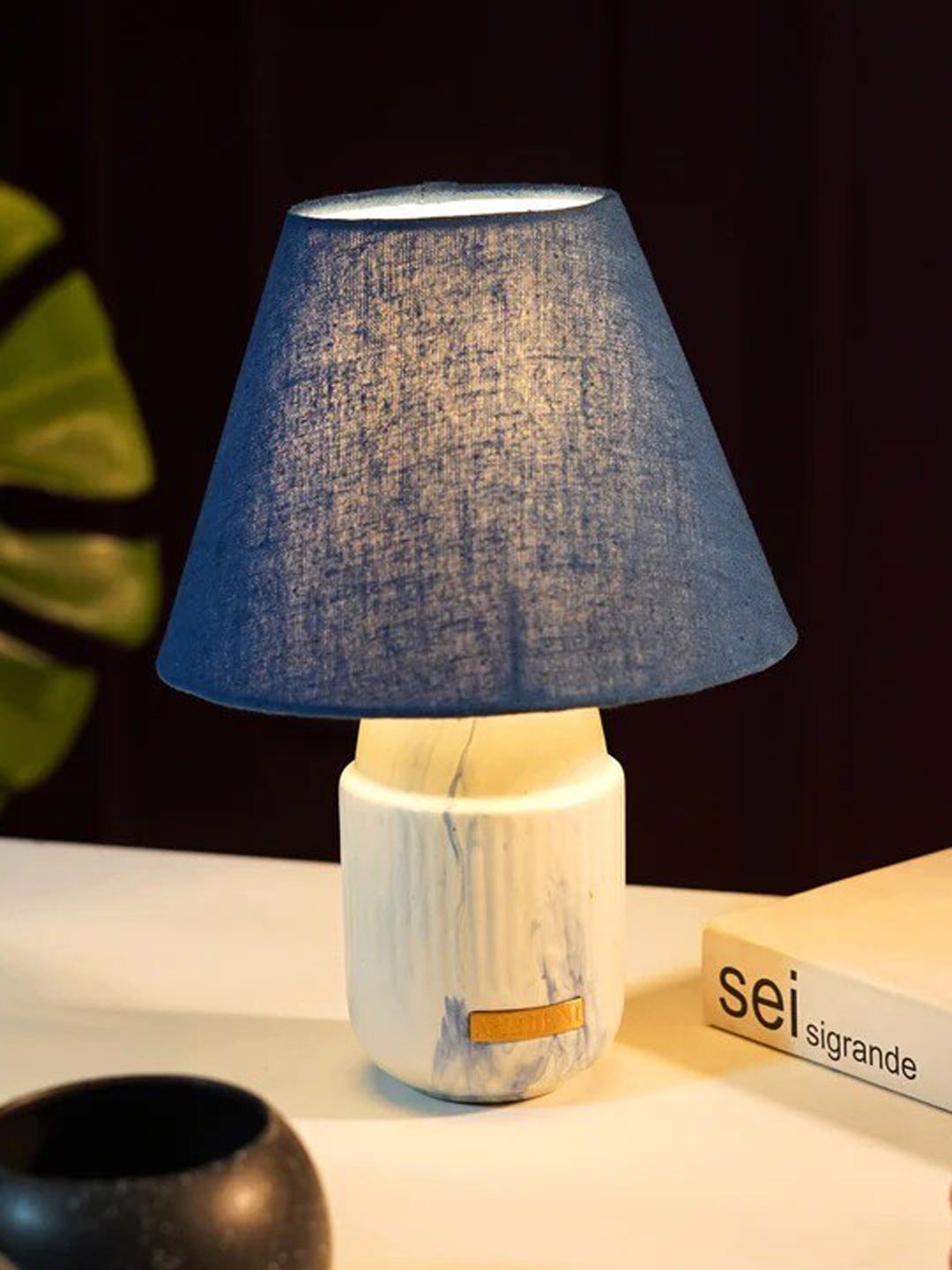 

THE ARTMENT Modern Classics White & Blue Printed Ceramic Base Table Lamp