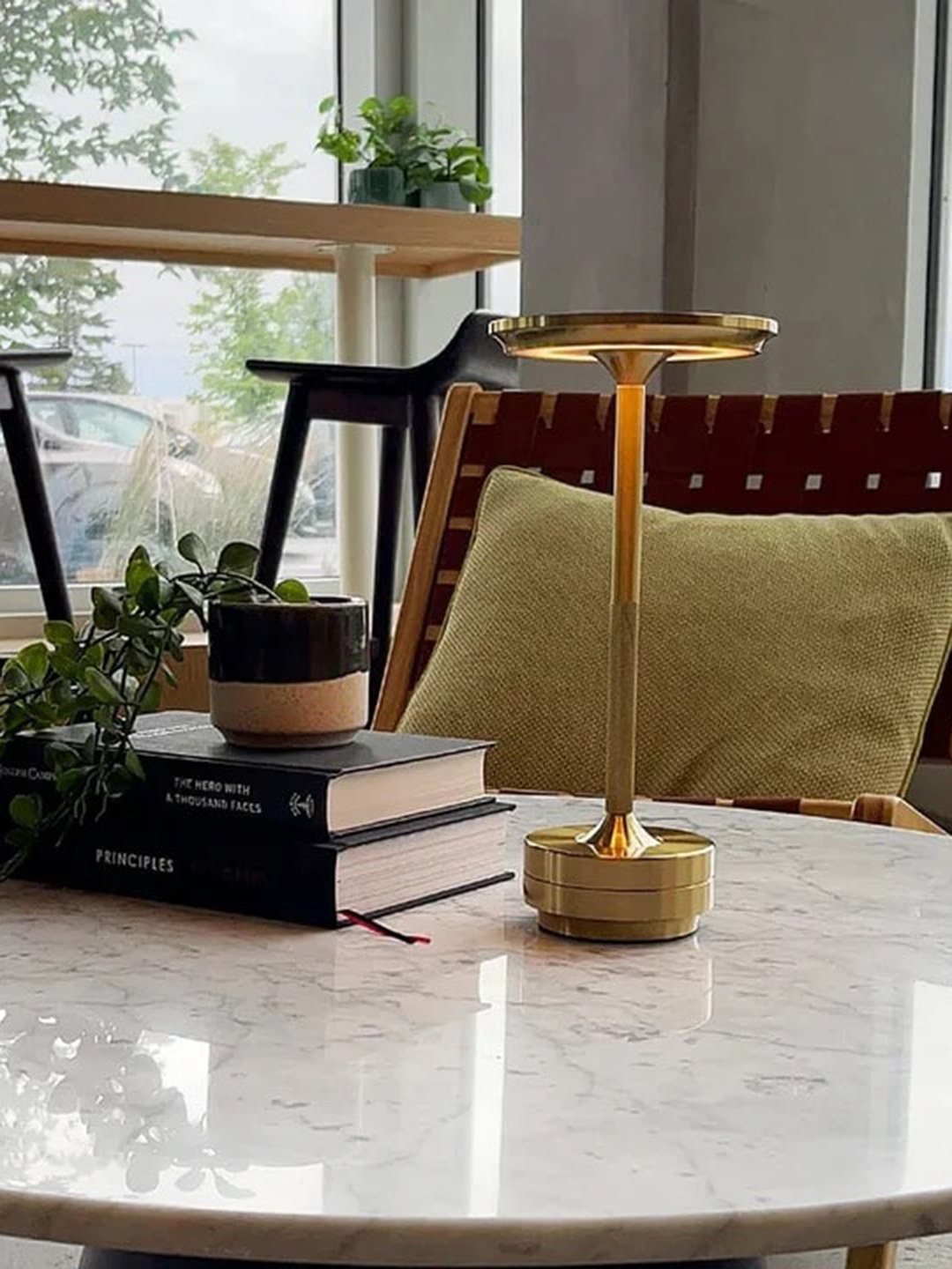 

THE ARTMENT Yellow Textured Table Lamp, Gold