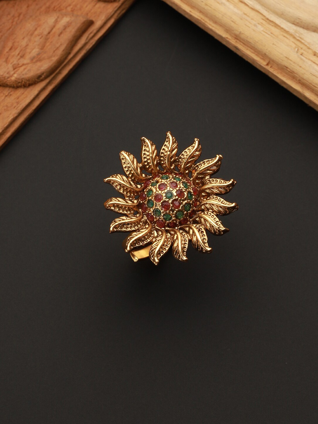 

Priyaasi Gold-Plated Stone-Studded Finger Ring