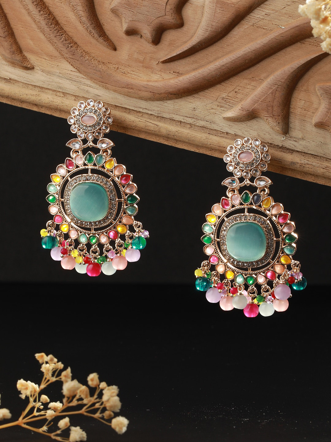 

Priyaasi Gold-Plated Contemporary Drop Earrings