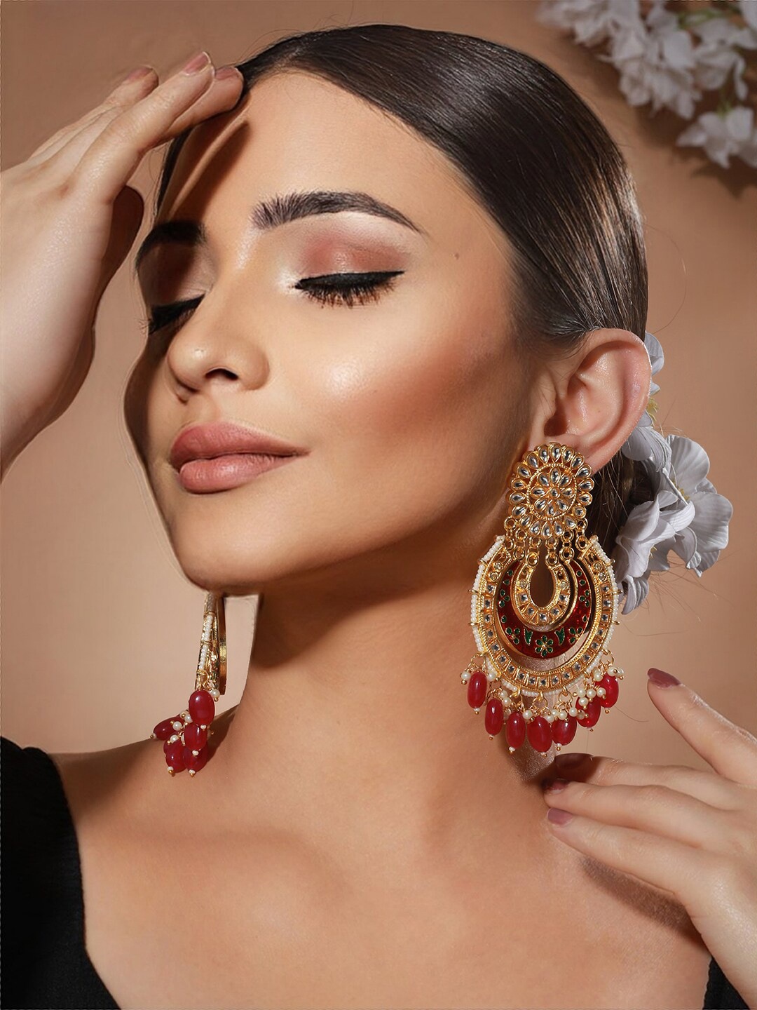 

Priyaasi Gold-Plated Contemporary Beaded Chandbalis