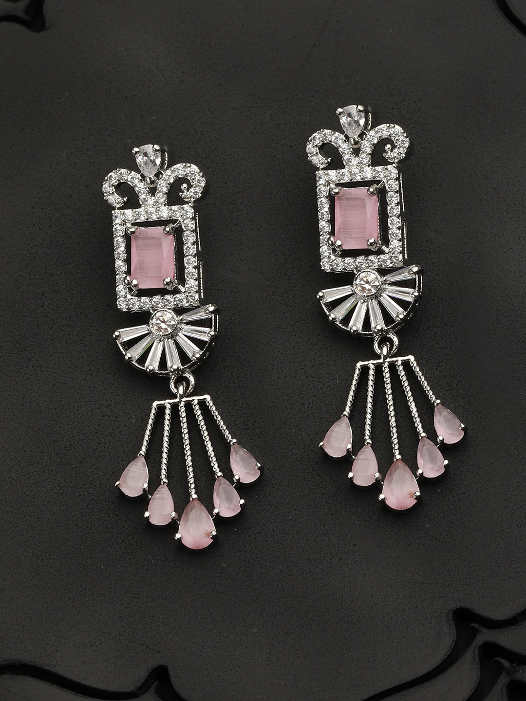 

Priyaasi Silver-Plated Contemporary Drop Earrings