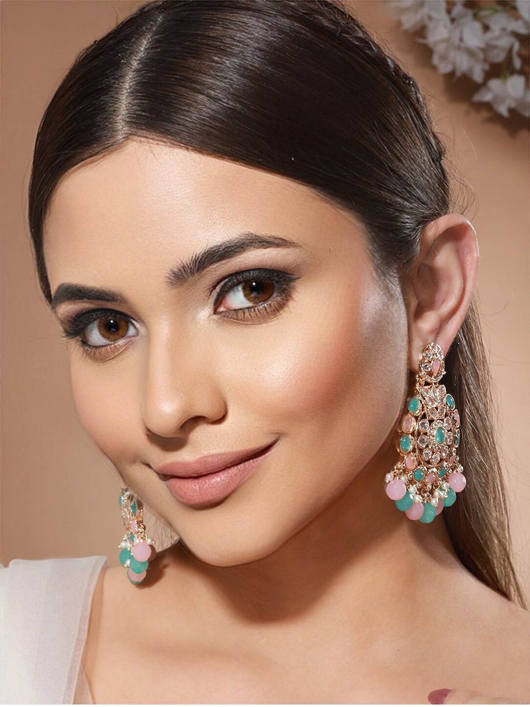 

Priyaasi Gold-Plated Floral Chandbalis Earrings