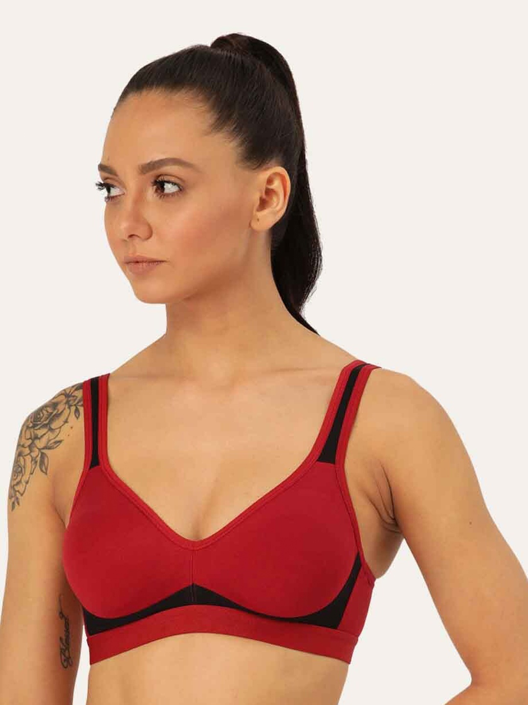 

Lady Lyka Seamless Non-Padded Medium Coverage All Day Comfort Cotton Push-Up Bra, Maroon