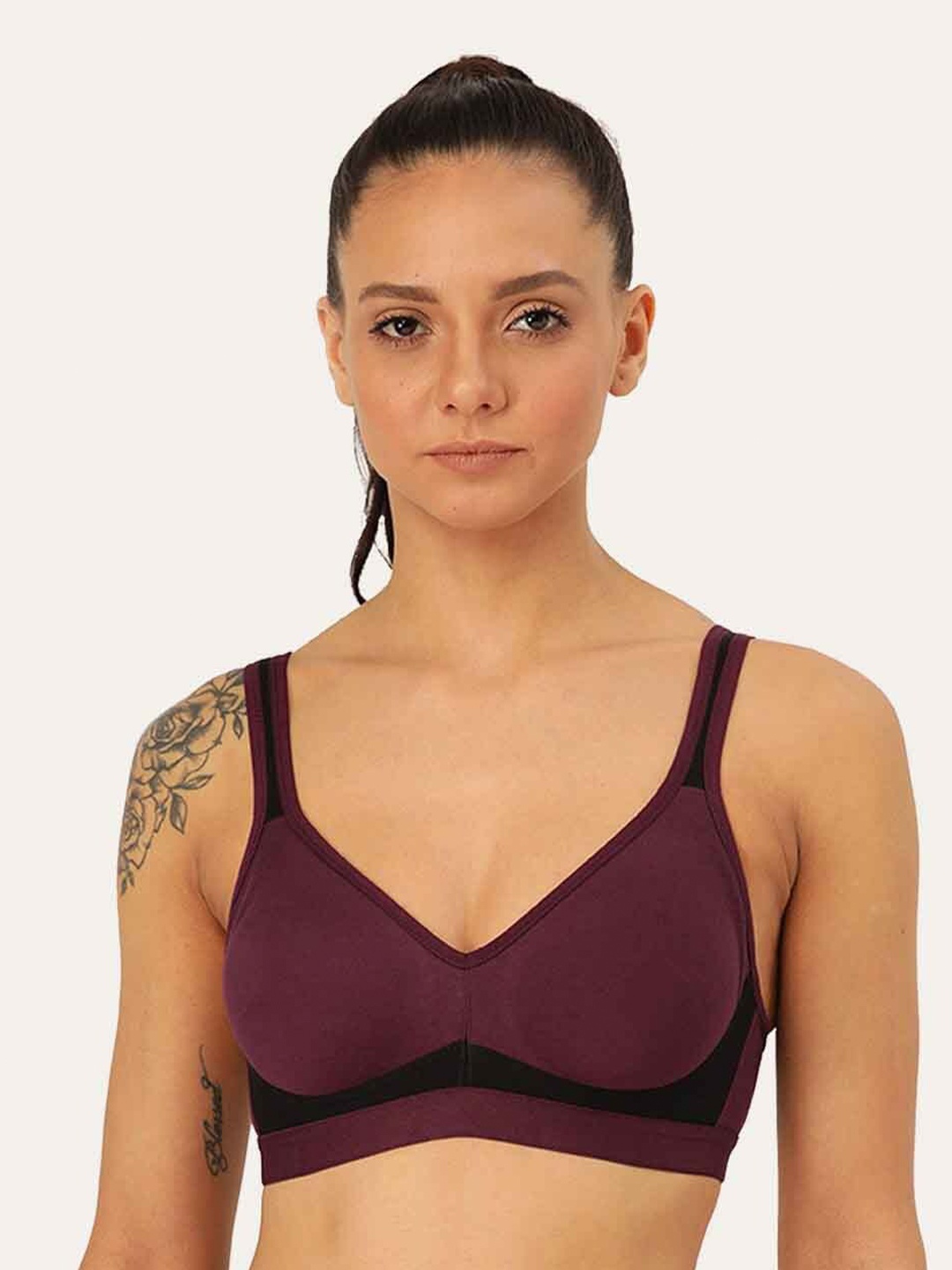 

Lady Lyka Seamless Non-Wired Non-Padded Medium Coverage Cotton Push-Up Bra, Purple