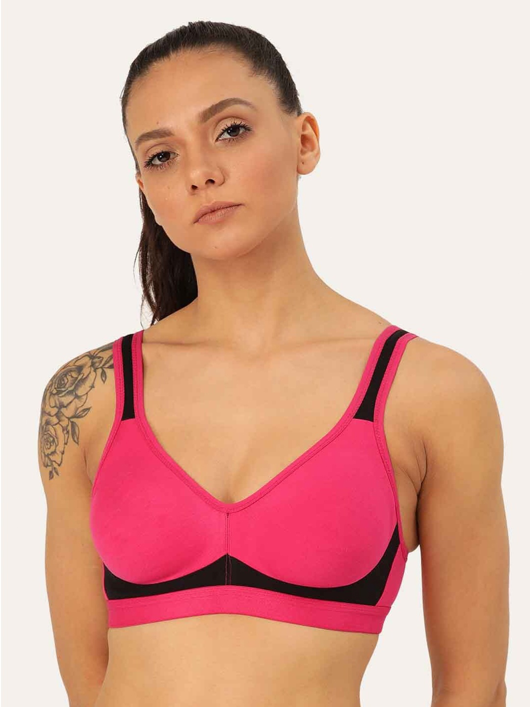 

Lady Lyka Seamless Non-Padded Medium Coverage All Day Comfort Cotton Bra, Fuchsia