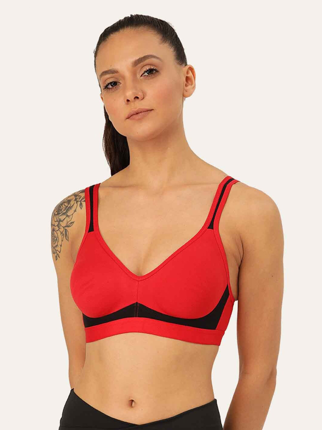 

Lady Lyka Seamless Non-Padded Medium Coverage All Day Comfort Cotton Push-Up Bra, Red