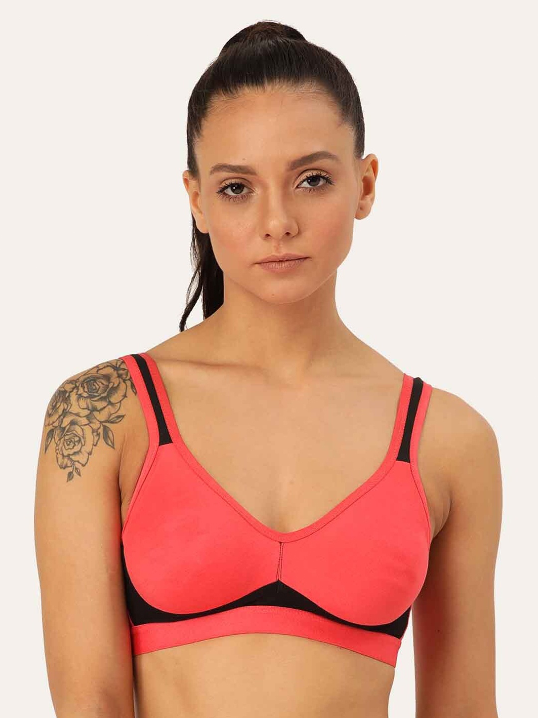 

Lady Lyka Seamless Non-Padded Medium Coverage All Day Comfort Cotton Push-Up Bra, Red