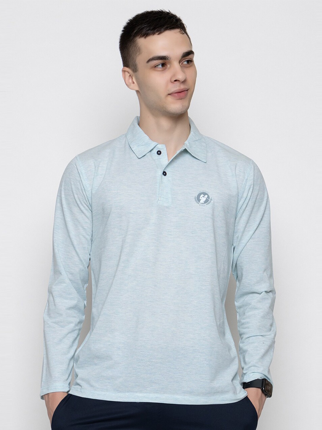 

ARMISTO Polo Collar Dry-Fit Long Sleeves Cotton T-shirt, Blue