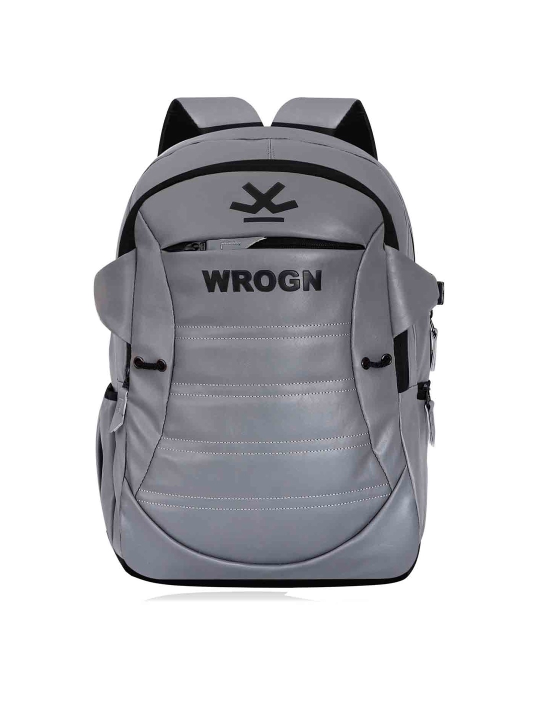 

WROGN Printed Laptop Leather Backpack, Grey