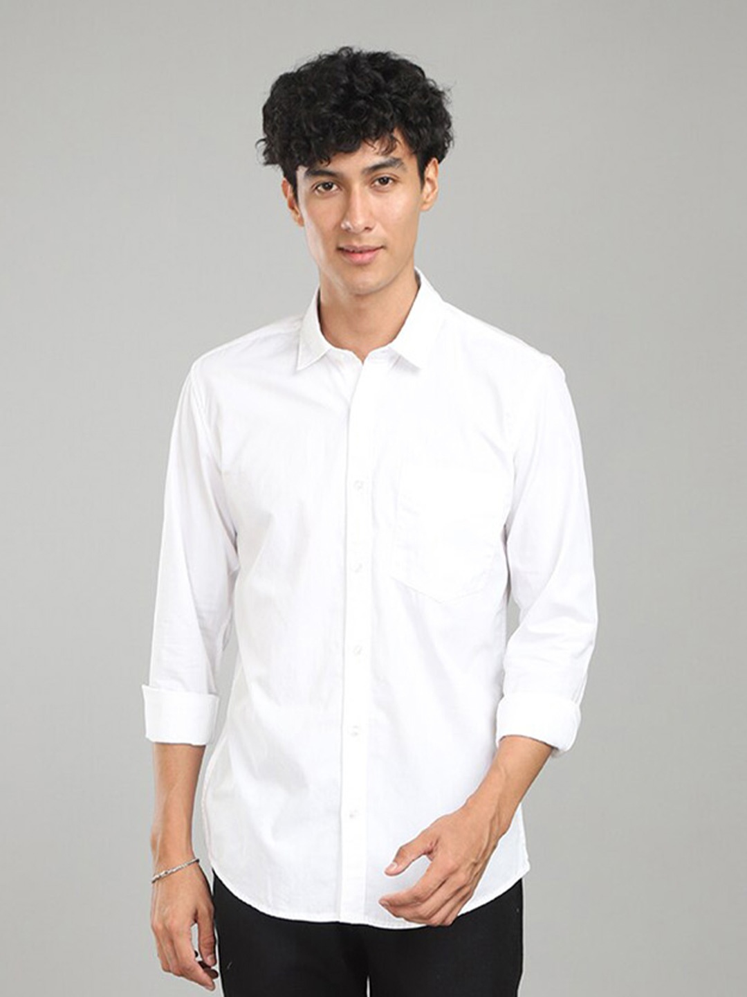 

FOGA New Fit Spread Collar Pure Cotton Shirt, White