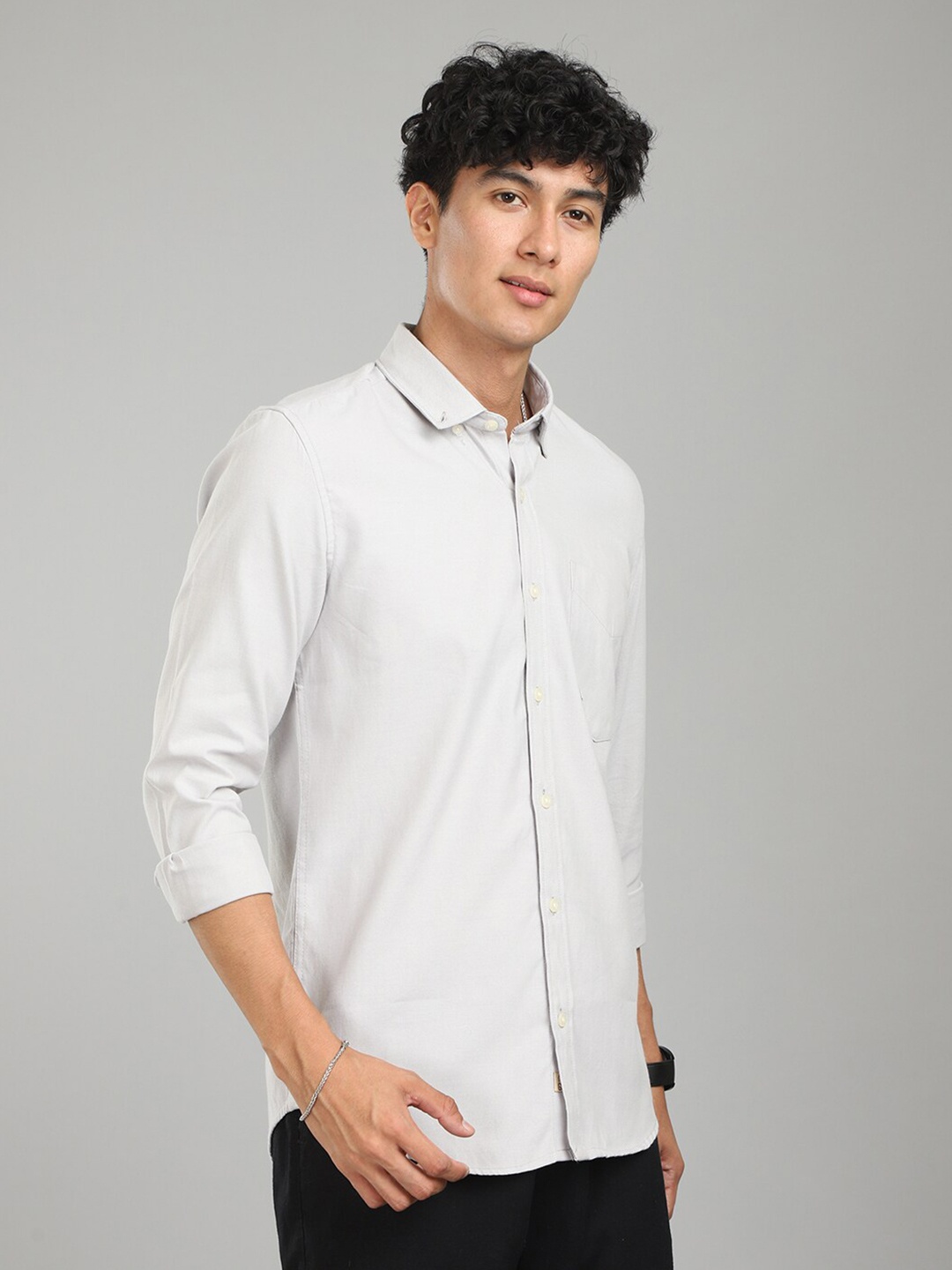 

FOGA New Oxford Pure Cotton Casual Shirt, Grey