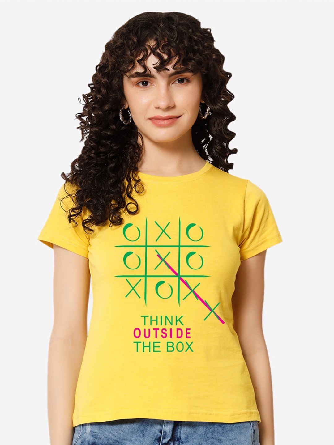 

XOXO Design Graphic Printed Short Sleeves Relaxed Fit Pure Cotton T-shirt, Yellow