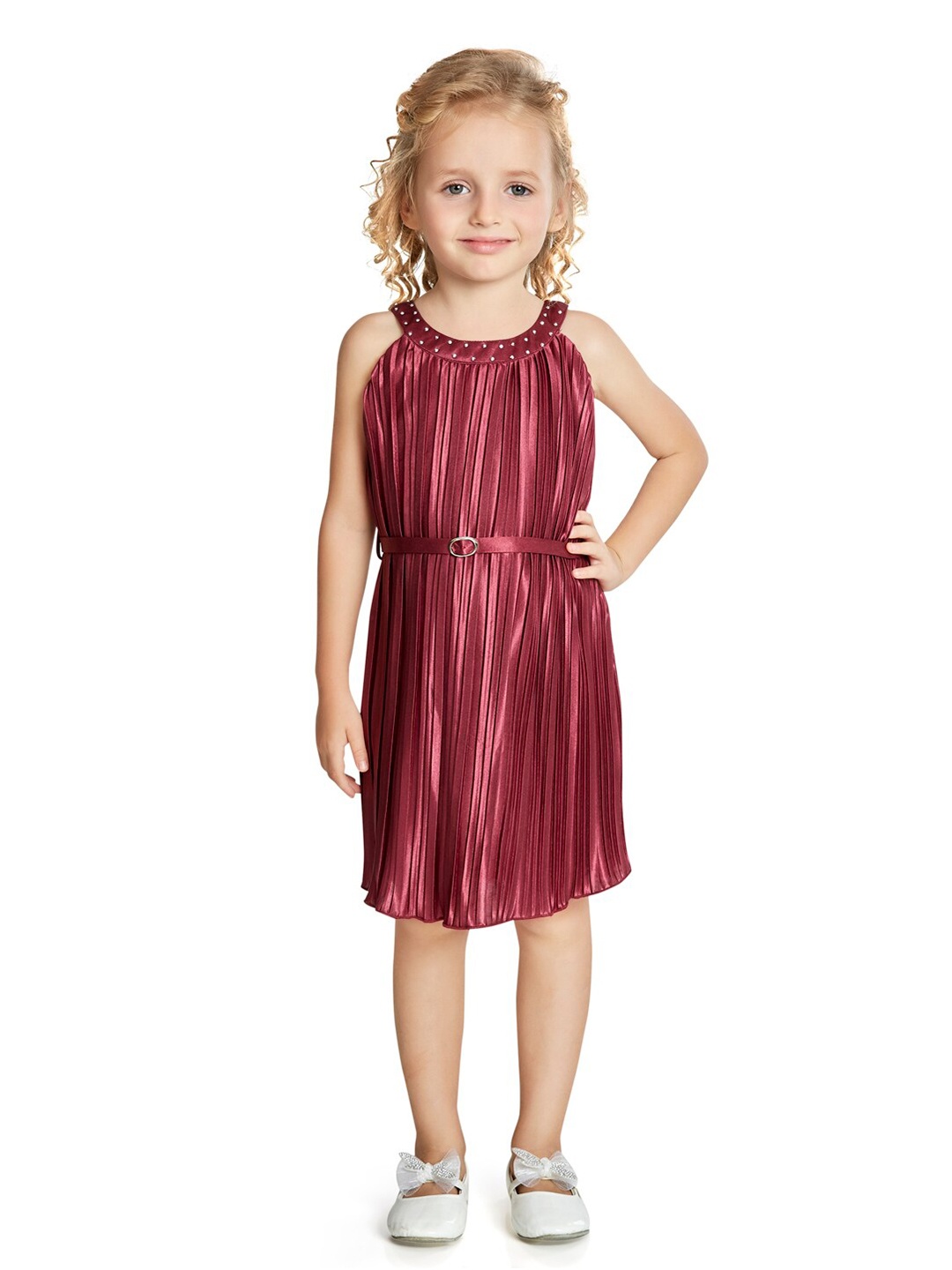 

Peppermint Girls Satin A-Line Dress, Maroon