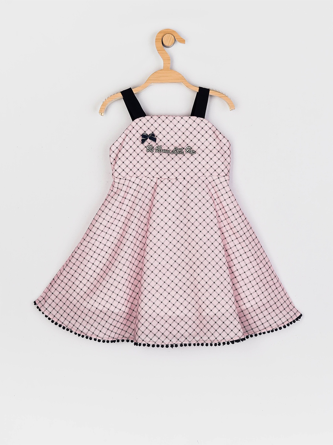 

Peppermint Girls Checked Shoulder Straps Fit & Flare Dress, Pink