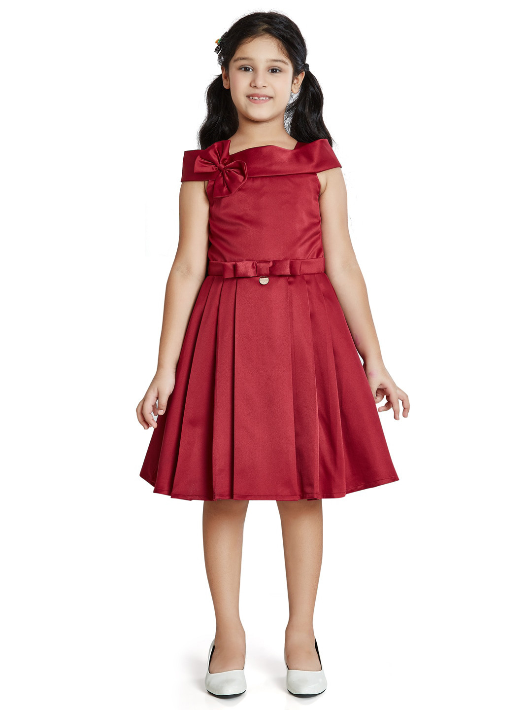 

Peppermint Girls Satin Fit & Flare Dress, Maroon