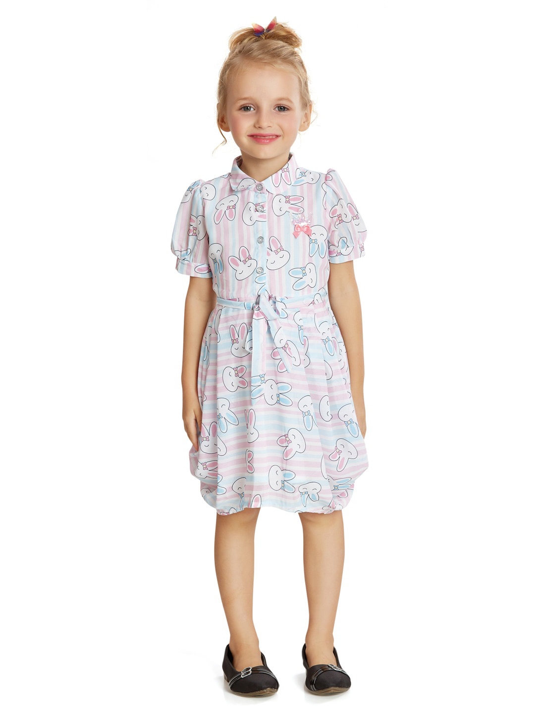 

Peppermint Girls Conversational Printed Satin Shirt Dress, Pink