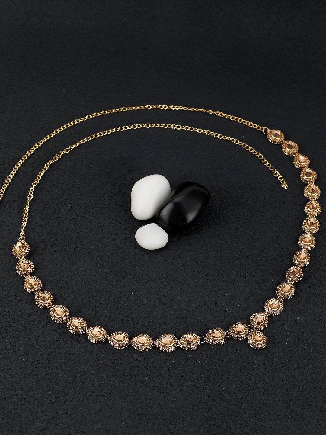 

Adwitiya Collection Gold-Plated Stone-Studded Kamarbandh