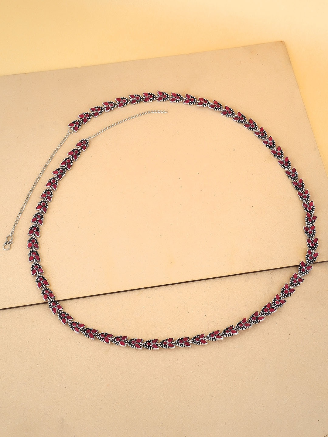 

Adwitiya Collection Silver-Plated Stone-Studded Kamarbandh