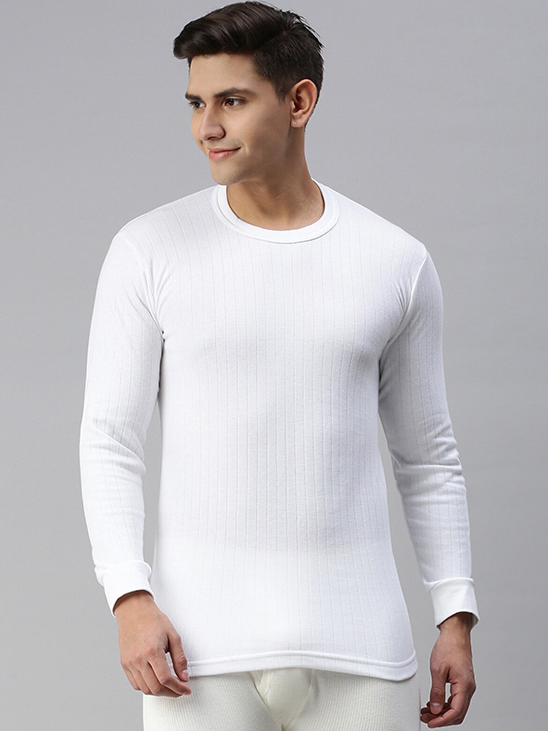 

LUX PARKER Striped Slim-Fit Thermal Top, White