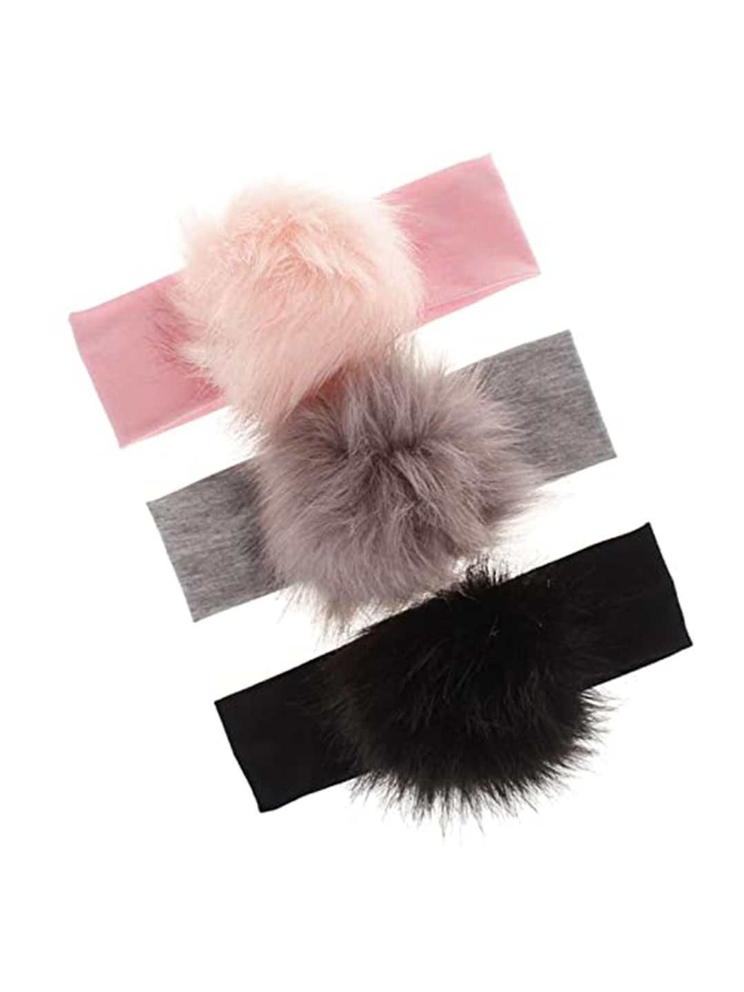 

LYTIX Girls 3Pcs Fur Hairband, Black