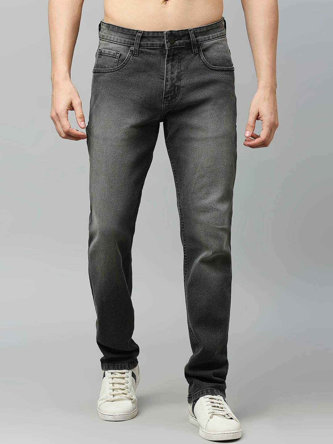 

HERE&NOW Men Grey Smart Heavy Fade Clean Look Stretchable Jeans