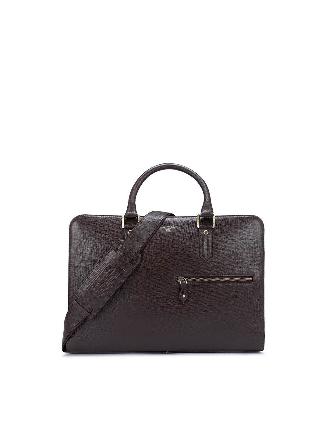 

Da Milano Textured Leather Laptop Bag, Brown