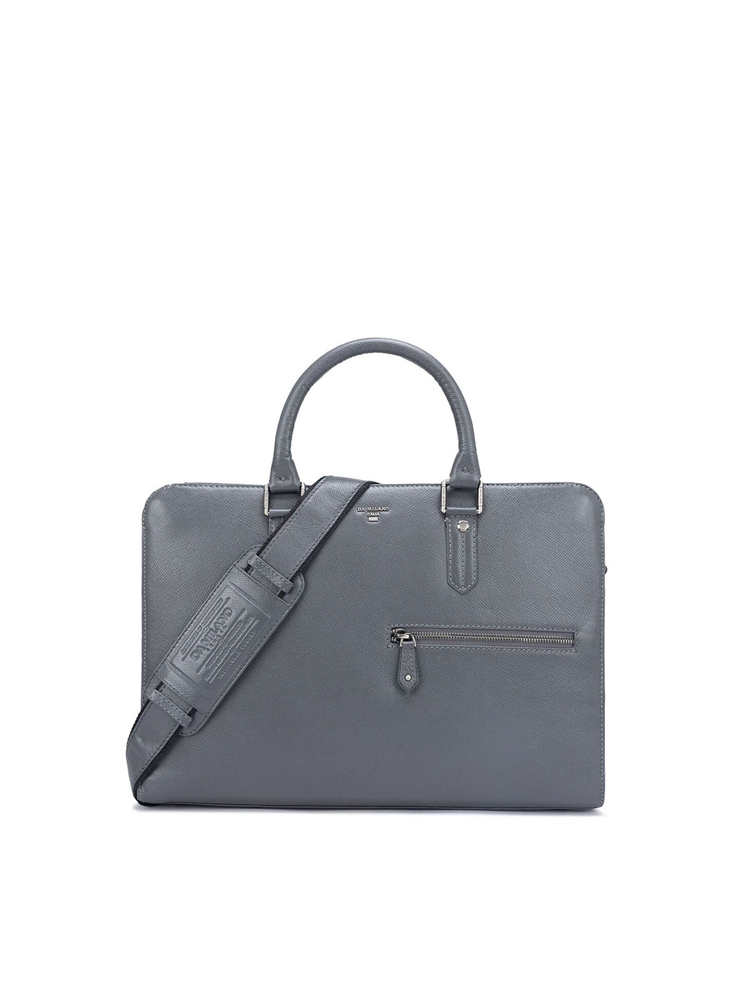 

Da Milano Textured Leather Laptop Bag, Grey