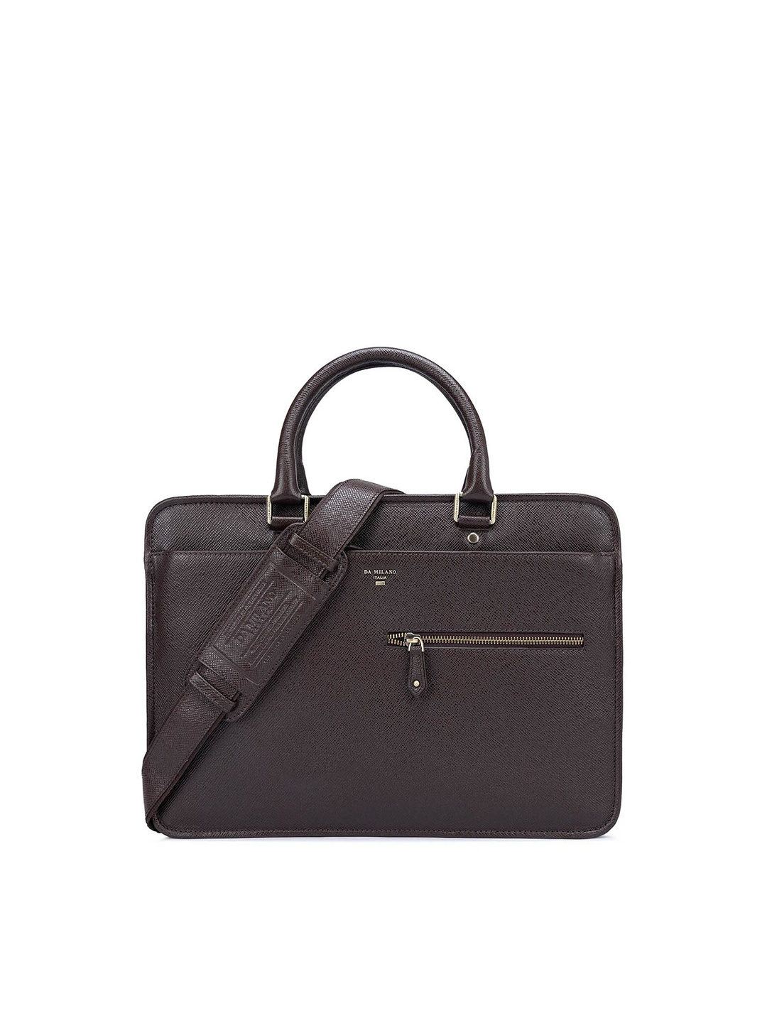 

Da Milano Textured Leather Laptop Bag, Brown